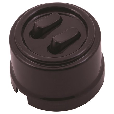 Выключатель клавишный, двойной, пластик, коричневый, Jantera, JCA.0K02.PG02 - фото 110405