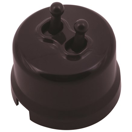 Выключатель тумблерный, двойной, пластик, коричневый, Jantera, JRE.0T02.PG02 - фото 110410