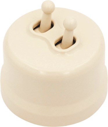 Кнопка тумблерная, звонковая, двойная, пластик, ваниль, Jantera, JRE.PT52.PG03 - фото 110450