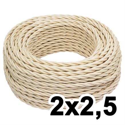 Витой провод двухжильный, 2х2.5, 220В, 10 м, ваниль, Jantera, JTW.722.TM03.010 - фото 110672