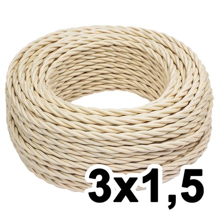 Витой провод трехжильный, 3х1.5, 220В, 20м, ваниль, Jantera,JTW.731.TM03.020 - фото 110694