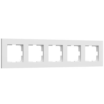 Рамка из поликарбоната на 5 постов Slab белый софт W0052961 - фото 111109