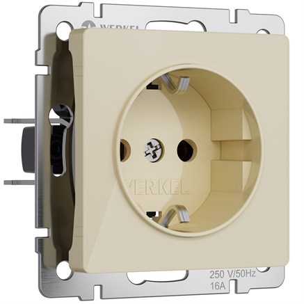 Розетка с заземлением и шторками (айвори акрил), Werkel, W1171143 - фото 111112
