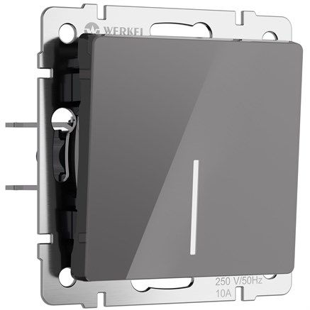 Выключатель одноклавишный проходной с подсветкой (графит акрил) W1112144 - фото 111165