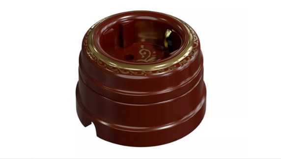 Ретро розетка фарфоровая с заземляющим контактом, цвет - коричневый "ЕЛИЗАВЕТА", серия «МезонинЪ» GE70301-04EL - фото 111274