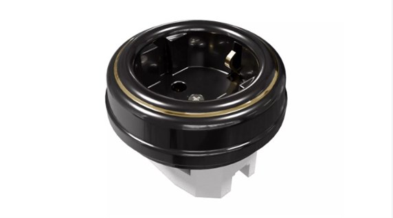 Ретро розетка фарфоровая с заземляющим контактом, без подъемной рамки, цвет - золото на черном, серия «МезонинЪ» GE70301-53k - фото 111295