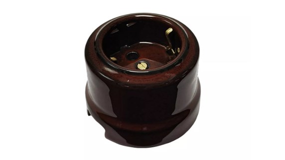 Ретро розетка фарфоровая электрическая с заземляющим контактом, серия "АВРОРА" GE70302-46 - фото 111304