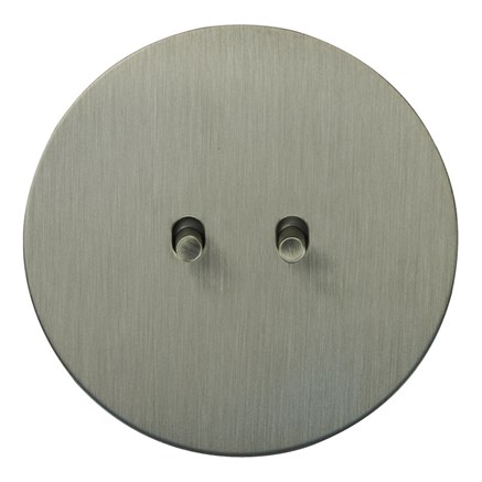 Выключатель 2-х тумблерный проходной, никель, Salvador, EU010101B02 - фото 111618