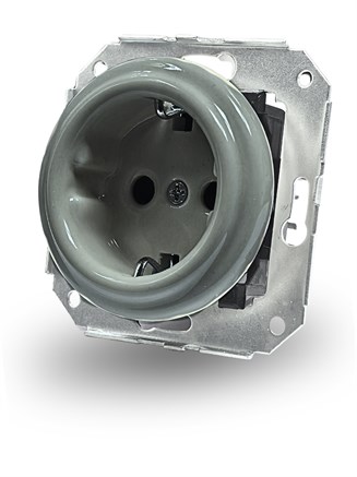 Розетка керамическая встраиваемая серая, Edisel Presto, 3596358602