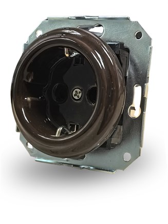 Розетка керамическая встраиваемая коричневая, Edisel Presto, 3596364403