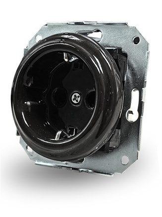 Розетка керамическая встраиваемая черная, Edisel Presto, 3596364490