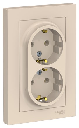 Беж Розетка с/з двойная, 16А, в сборе Systeme Electric AtlasDesign ATN000224 - фото 74135