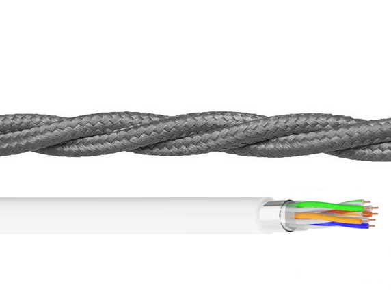 Ретро кабель интернет, UTP 5Е 4х2х0,52, витой, Серый, RETRIKA RPI-000010