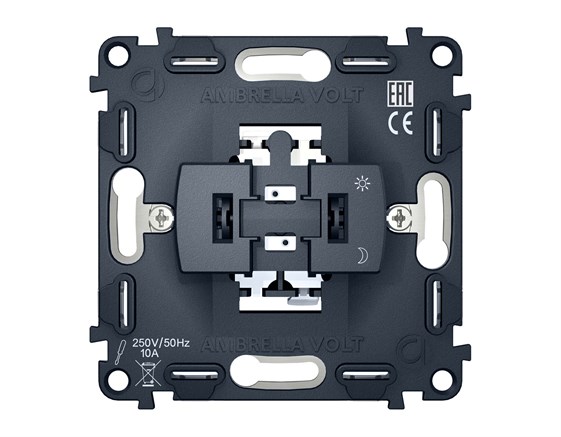 VM101 Механизм 1-клавишного выключателя 10A-250V QUANT, AMBRELLA VOLT, VM101 - фото 93608