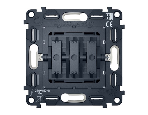VM133 Механизм 3-клавишного выключателя 10A-250V QUANT, AMBRELLA VOLT, VM133 - фото 93613