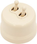 Выключатель тумблерный, двойной, пластик, ваниль, Jantera, JRE.0T02.PG03