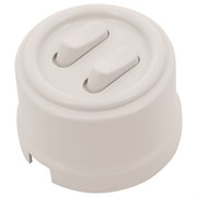 Кнопка клавишная, звонковая, двойная, пластик, белый, Jantera, JCA.PK52.PG00