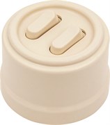 Кнопка клавишная, звонковая, двойная,  пластик, ваниль, Jantera, JCA.PK52.PG03