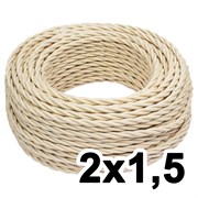 Витой провод двухжильный, 2х1.5, 220В, 50м, ваниль, Jantera, JTW.721.TM03.050