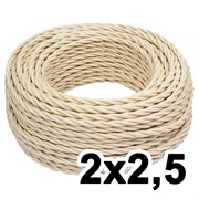 Витой провод двухжильный, 2х2.5, 220В, 50м, ваниль, Jantera, JTW.722.TM03.050