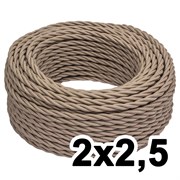 Витой провод двухжильный, 2х2.5, 220В, 50м, амбра, Jantera, JTW.722.TM06.050