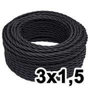 Витой провод трехжильный, 3х1.5, 220В, 50м, черный, Jantera, JTW.731.TM01.050