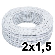 Витой провод двухжильный, 2х1.5, 220В, 10 м, белый, Jantera, JTW.721.TM00.010