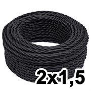 Витой провод двухжильный, 2х1.5, 220В, 10м, черный, Jantera, JTW.721.TM01.010
