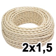 Витой провод двухжильный, 2х1.5, 220В, 20 м, ваниль, Jantera, JTW.721.TM03.020