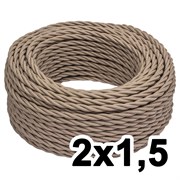 Витой провод двухжильный, 2х1.5, 220В, 10 м, амбра, Jantera, JTW.721.TM06.010