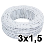 Витой провод трехжильный, 3х1.5, 220В, 10м, белый, Jantera, JTW.731.TM00.010