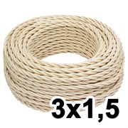 Витой провод трехжильный, 3х1.5, 220В, 20м, ваниль, Jantera,JTW.731.TM03.020