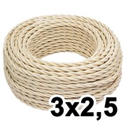 Витой провод трехжильный, 3х2.5, 220В, 10м, ваниль, Jantera, JTW.732.TM03.010