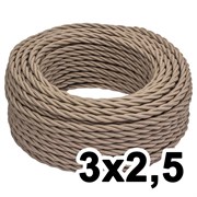 Витой провод трехжильный, 3х2.5, 220В, 20м, амбра, Jantera, JTW.732.TM06.020