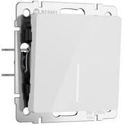 Выключатель одноклавишный проходной с подсветкой (белый акрил) W1112141