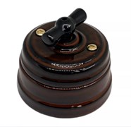 Ретро выключатель/переключатель фарфоровый поворотный проходной одноклавишный, цвет - петровский гранит, серия «МезонинЪ» GE70404-46