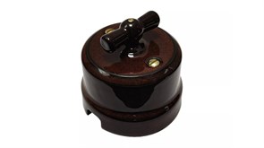 Выключатель/переключатель фарфоровый поворотный проходной одноклавишный на 2 положения, цвет - петровский гранит, серия «Аврора» GE70405-46