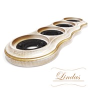 Рамка на бревно 4-х местная, Белый/золото Lindas 25966