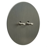 Выключатель 2х-тумблерный проходной, никель, Salvador, EU010101A02