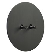 Выключатель 2х-тумблерный проходной, антрацит, Salvador, EU020102A02