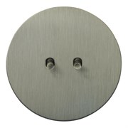 Выключатель 2-х тумблерный проходной, никель, Salvador, EU010101B02