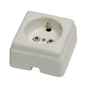 Розетка керамическая с з/м серии "КРОМ" (белый), Interior Electric, РСЗКК/02