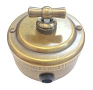 Перекрёстный переключатель ретро поворотный 1 кл. "Бронза" VINTAGE-BRASS 30301-1
