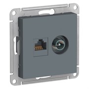 Грифель Розетка двойная комп+ТВ, RJ45+TV, кат.5E, механизм Systeme Electric AtlasDesign ATN000789