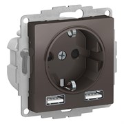 Мокко SO + USB Розетка A+A, 5В/2,4А, 2х5В/1,2А, механизм Systeme Electric AtlasDesign ATN000630