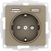 Шампань Розетка 16А с USB A+C (5В/2,4А/3 А, 2х5В/1,5А), мех Systeme Electric AtlasDesign ATN000532