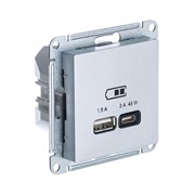 Алюминий USB Розетка A + тип-C 45W высокоскор.заряд. QC,PD, мех. Systeme Electric AtlasDesign ATN000329