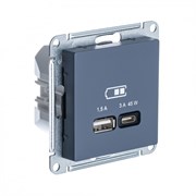 Грифель USB Розетка A + тип-C 45W высокоскор.заряд. QC,PD, мех. Systeme Electric AtlasDesign ATN000729