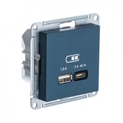 Изумруд USB Розетка A + тип-C 45W высокоскор.заряд. QC,PD, мех. Systeme Electric AtlasDesign ATN000829