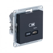 Карбон USB Розетка тип-C 65W высокоскор.заряд. QC, PD, мех. Systeme Electric AtlasDesign ATN001027